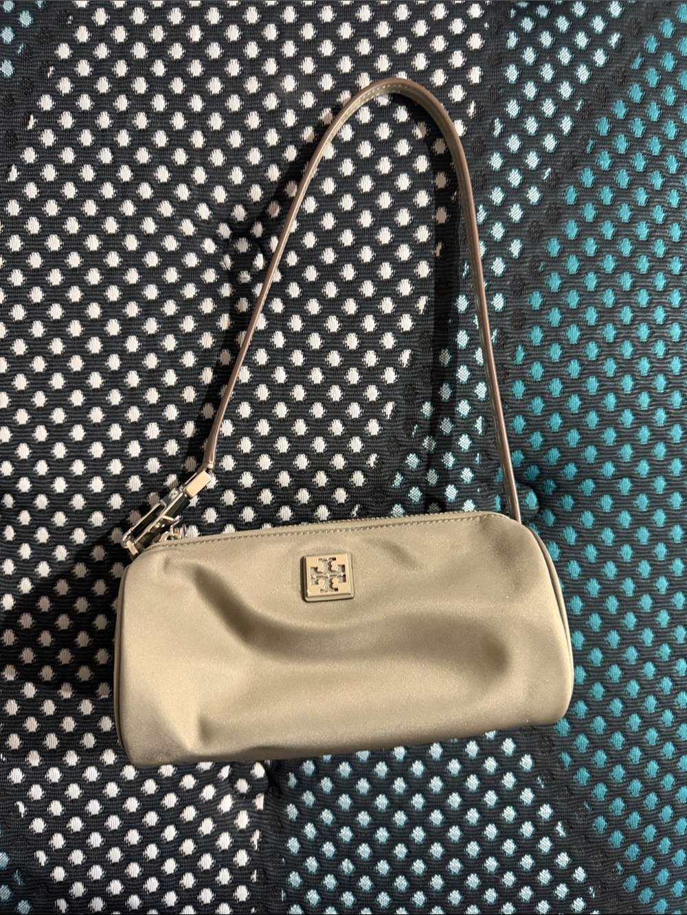 Tory Burch Champagne Satin Mini Shoulder Bag